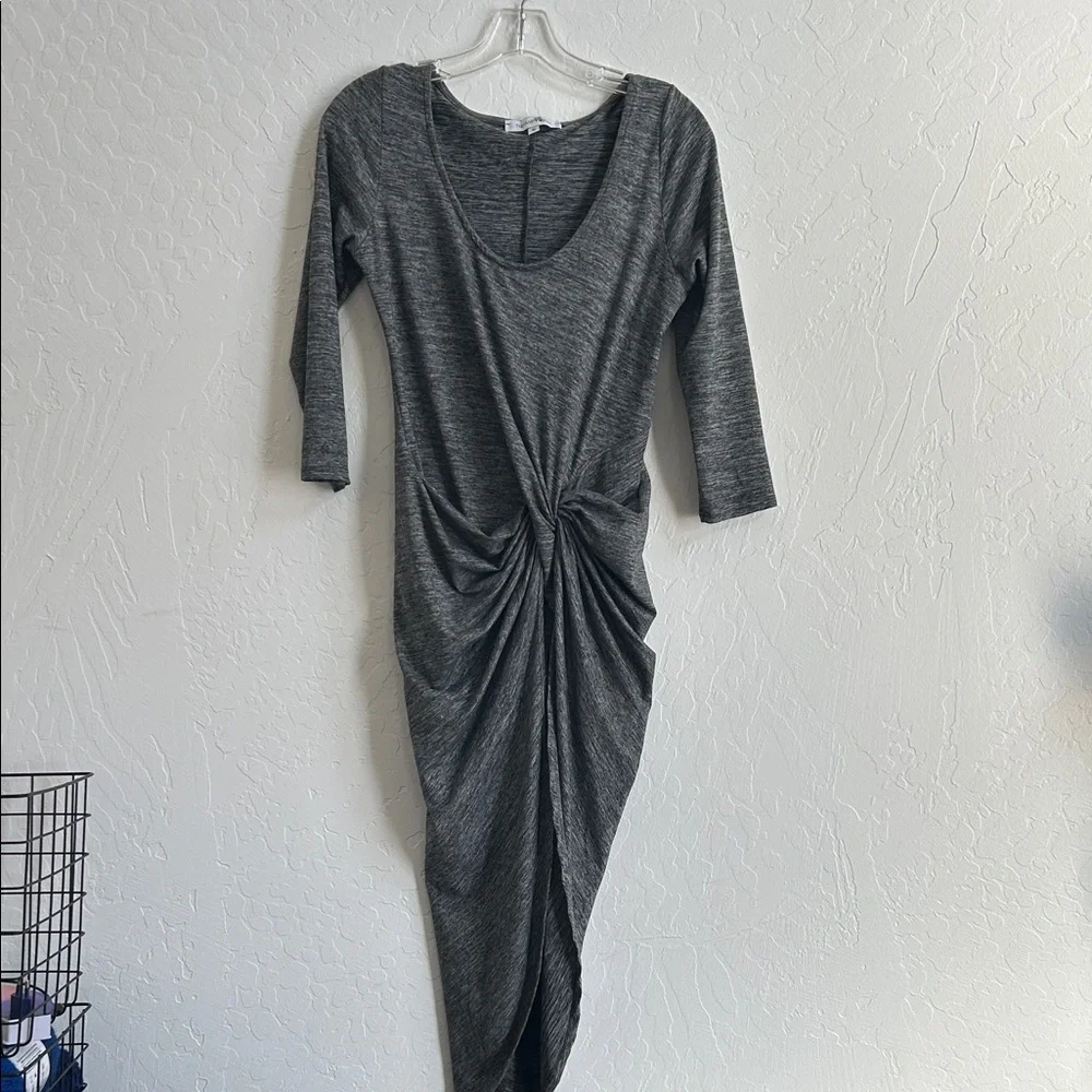 Heather Gray Asymmetrical Knot Dress - Picture 2 of 3